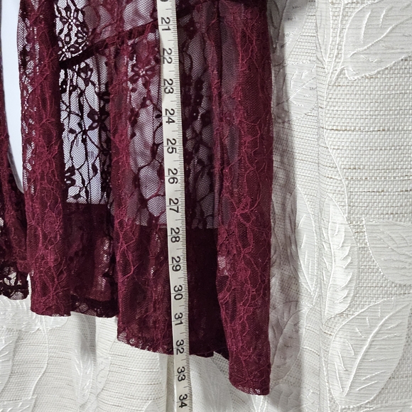 Time and Tru Burgundy Lace Cardigan Size Large/XL Fall Bohemian Or Cottagecore - Picture 5 of 6